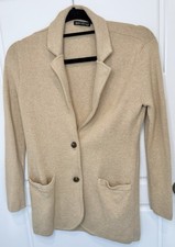 J.Crew Schoolboy Sweater Blazer Women s Size Small Tan Knit Cotton READ