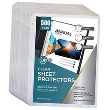 Sheet Protectors Bulk Clear Page Protectors for 3 Ring Binder, Top 500 Count