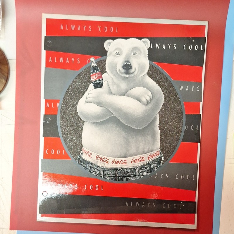 Coca-Cola Always Cool Polar Bear Print Ad Lot, Soda Theme, Red/Black/Gray