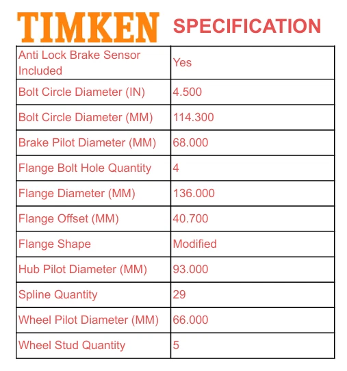 Juego de bujes y cojinetes de rueda trasera Timken-HA590253 para Nissan Mitsubishi QX60 JX35 Foto 3 de 4