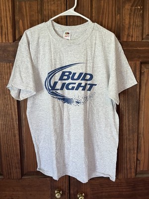 Bud Light Shirt Mens Large Grey Anheuser Busch Beer Tee 2000 s Y2K