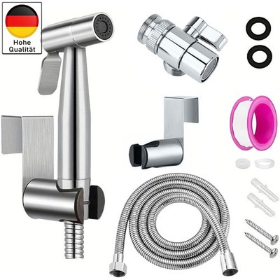 Bidet Brause mit Halter Edelstahl WC Hand Duschkopf Intim Hygiene Dusche Bad Set
