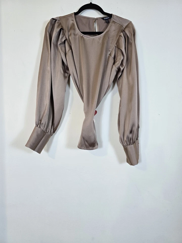 Blusa mujer express satinado champán talla grande XL Foto 3 de 4