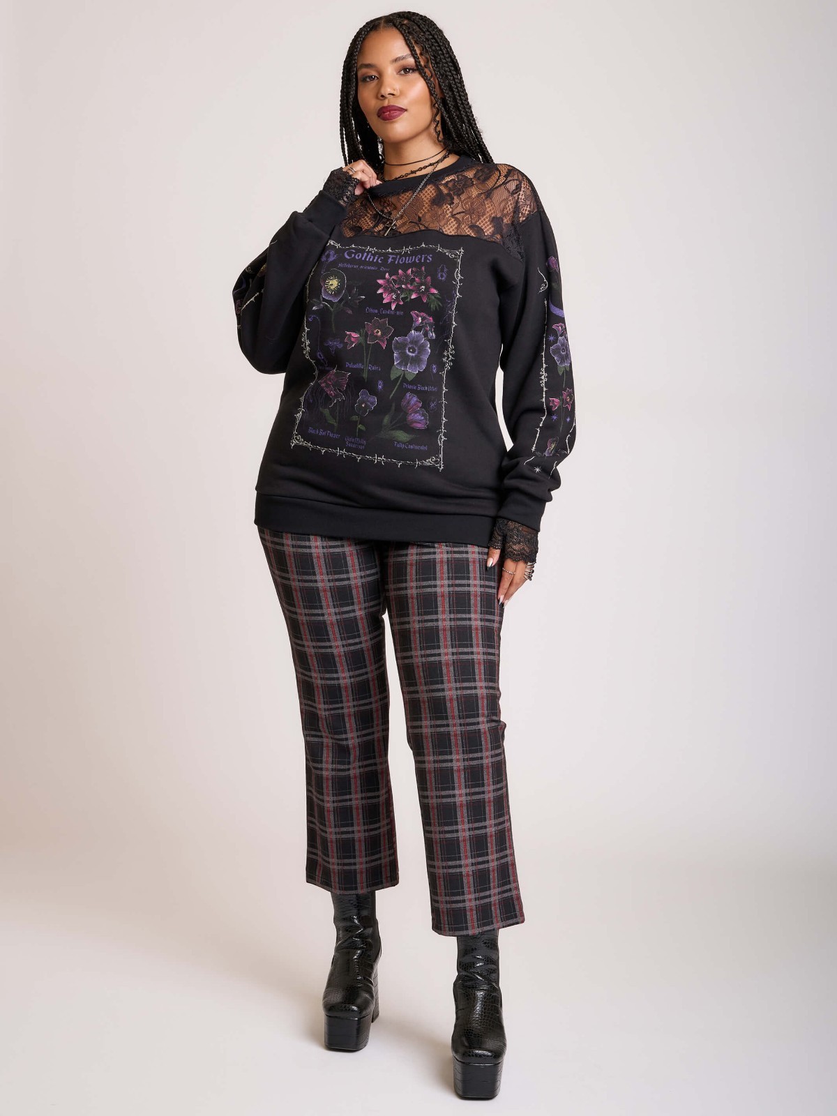SOLD OUT NWT Size Small Midnight Hour Cropped Vintage Plaid Pants Alt Goth Punk image 2