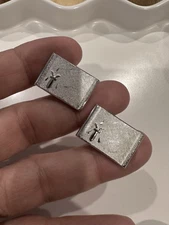 Etched Vintage Mens Cufflinks Tie Clip SWANK. Silvertone