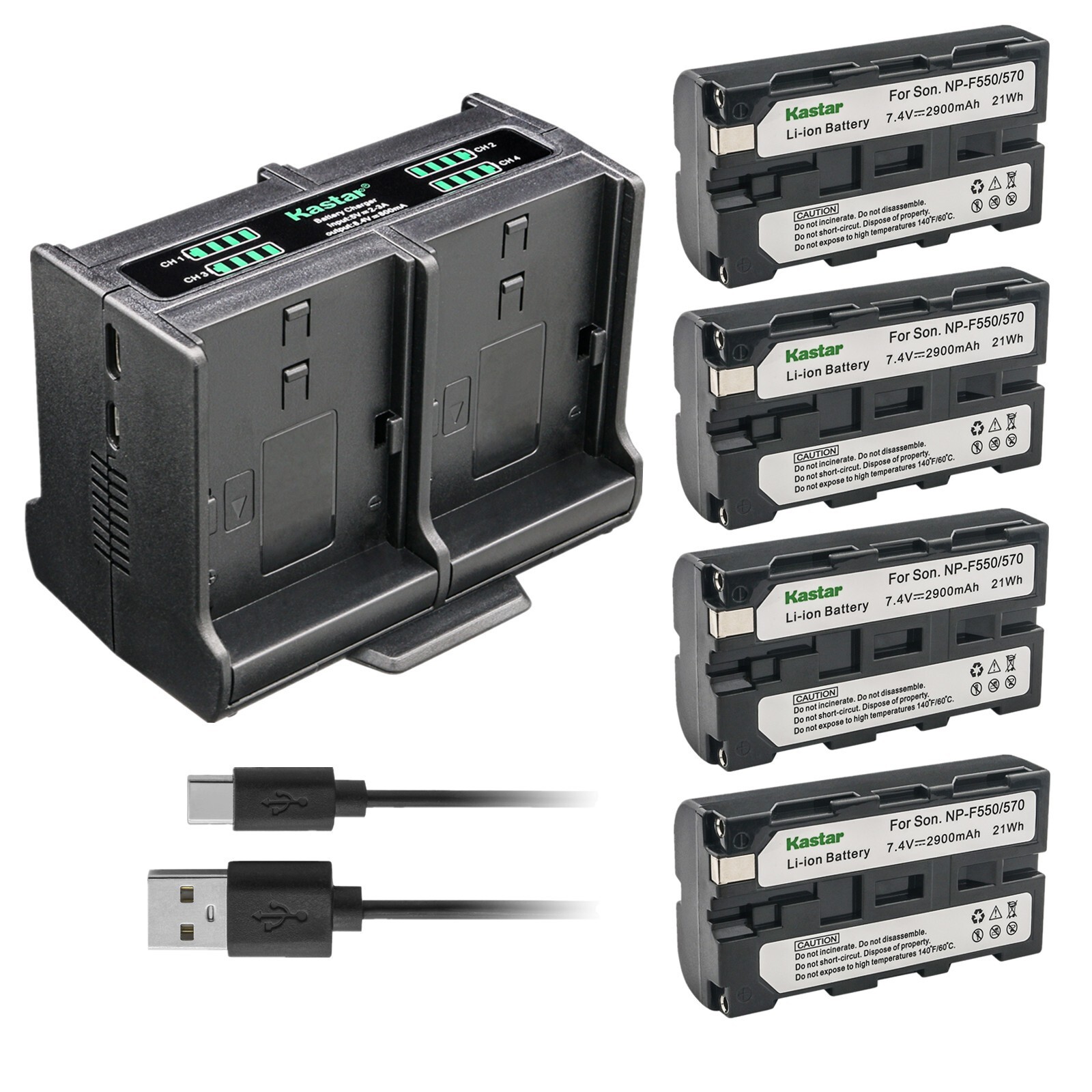Kastar NP-F570 Battery Quadruple Charger for Sony NP-F570 So