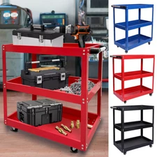 3-Tier Rolling Tool Cart, 440 LBS Capacity Industrial Service Cart with Wheels