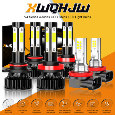 6000K For Toyota Highlander 2014-2019 LED Headlight Bulbs Hi/Low + Fog Light Kit