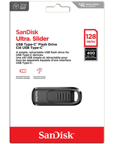 SANDISK ULTRA SLIDER CZ480 THUMB FLASH USB 3.2 TYPE-C DRIVE 256GB 128GB 64GB LOT - Afbeelding 5 van 6