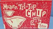 Vintage Indiana Glass Modern Tri-Top Chip N Dip Set Ruby Luster ORIGINAL BOX