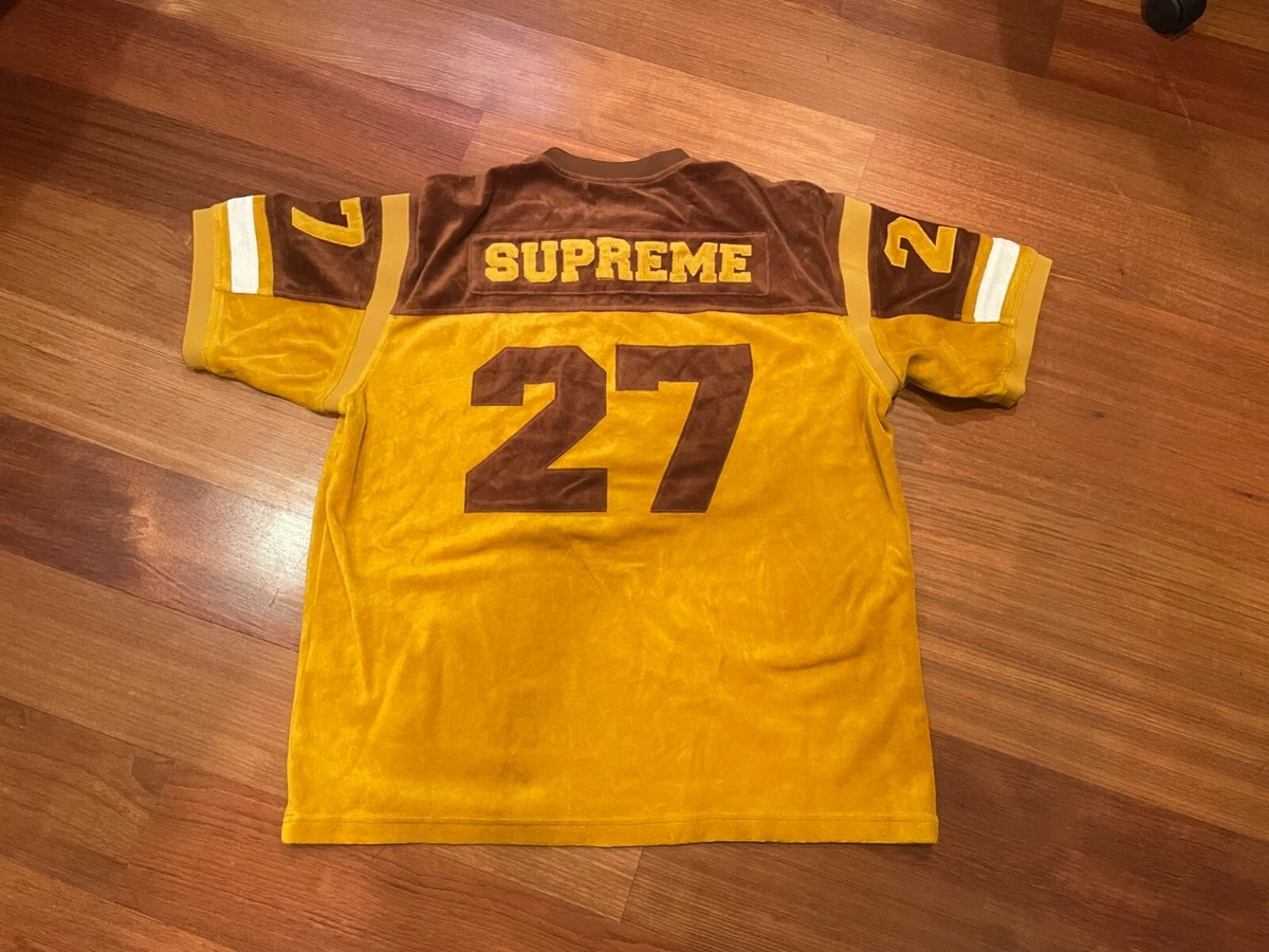 Supreme Velour Football Jersey T-shirt Mustard Yellow Size Large