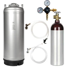 Stout Keg Kit 5 Gal Ball Lock Keg 22 cuft Nitrogen Tank with Regulator and Lines