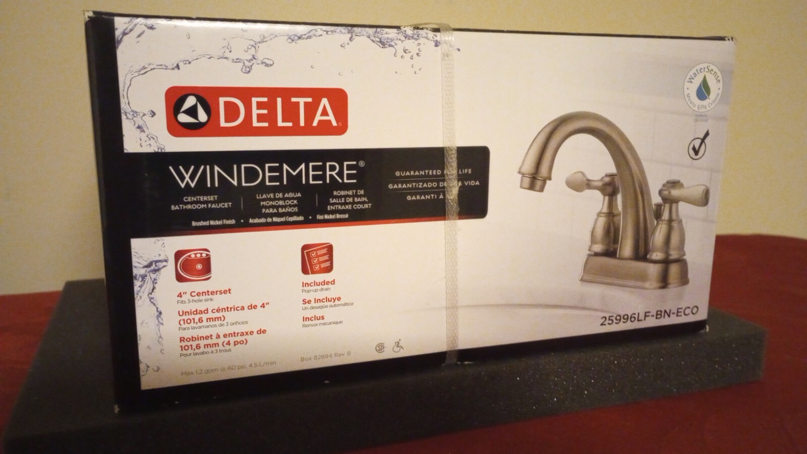 DELTA WINDEMERE CENTERSET BATHROOM FAUCET BRUSHED NICKEL 25996LFBNECO