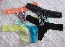 SET OF 5 VICTORIA'S SECRET EXTRA LOW RISE THONG PANTIES SIZE LARGE **NWTS**