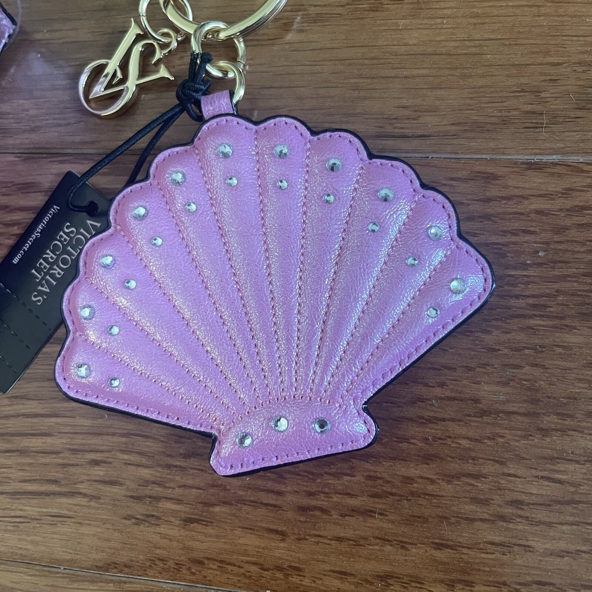 VICTORIA'S SECRET Pink Seashell Bling Keychain Coin Purse Wallet