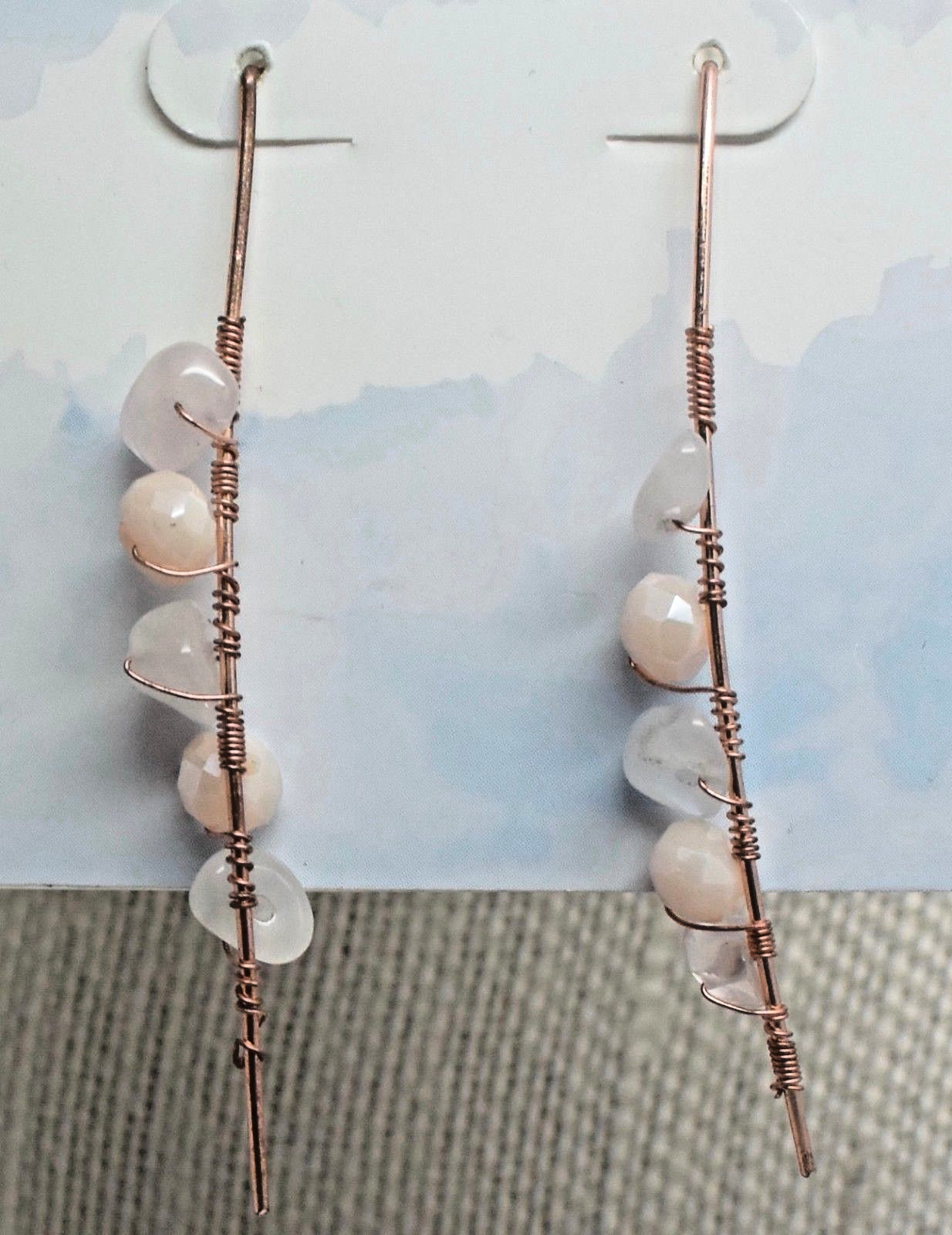 Вдохновленная жизнь 25 NWT Серьги из проволоки с несколькими камнями и резьбой Розовый Белый DJ47 2390₽