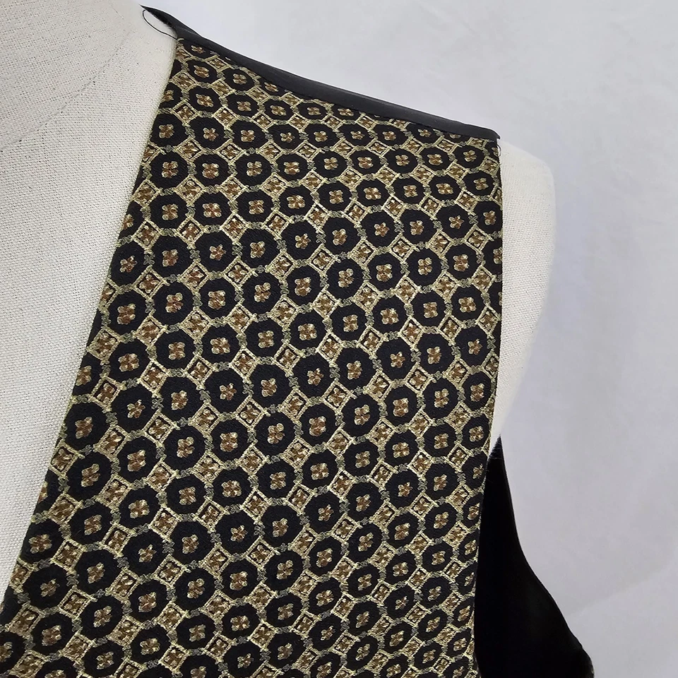 Carrot & Gibbs 100% Silk Geometric Waistcoat Vest Brown Black Formal XL EUC - Image 2 of 4