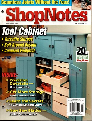 ShopNotes Magazine Issue #125 Tool Cabinet Versatile Storage Roll Around Design