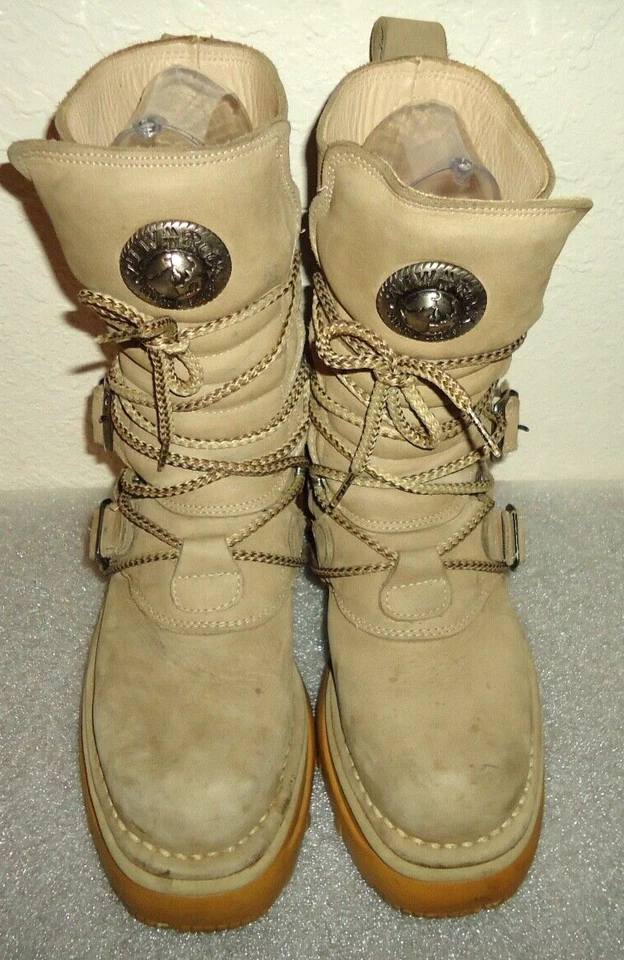 Nuevo Rock Original España Unisex Metálico Beige 100% Cuero Gótico Motociclista Talla 9/40 Foto 2 de 4