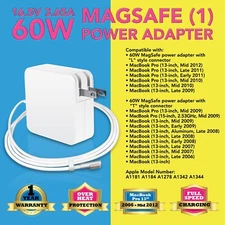 60W Magnetic L Shape AC Adapter Laptop Charger For Apple MacBook Pro 13" A1278