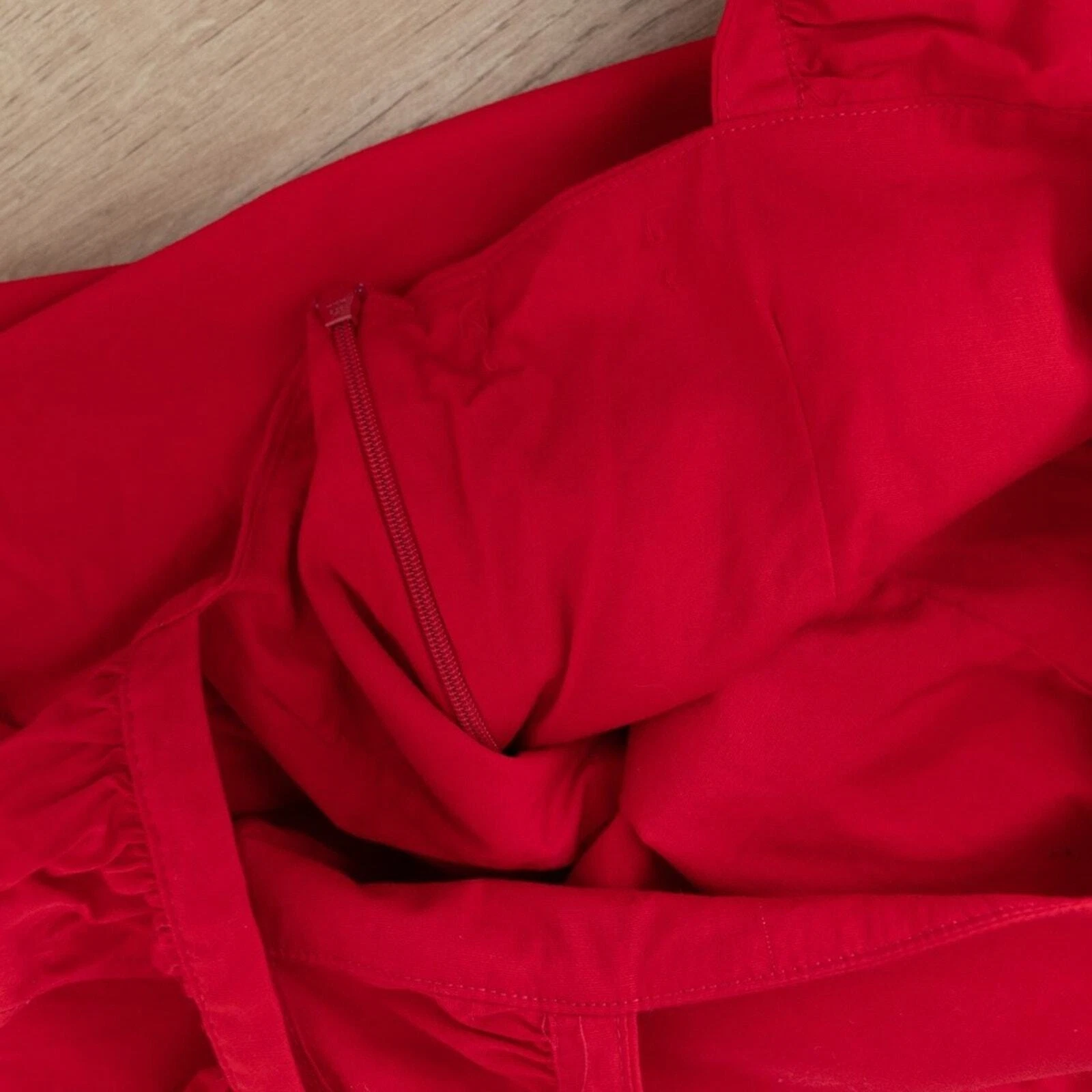 VALENTINO Abito midi STAUD Valentina scollo quadrato rosso cotone manica svasata taglia XS