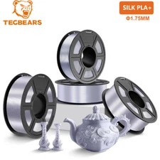 TECBEARS 4KG Silk PLA+ Filament 1.75mm Shiny Silk 3D Printer Precise Dimension