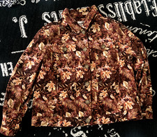 Christopher Banks P L Faux Suede Jean Jacket Stretch Brown Orange Autum Leaves