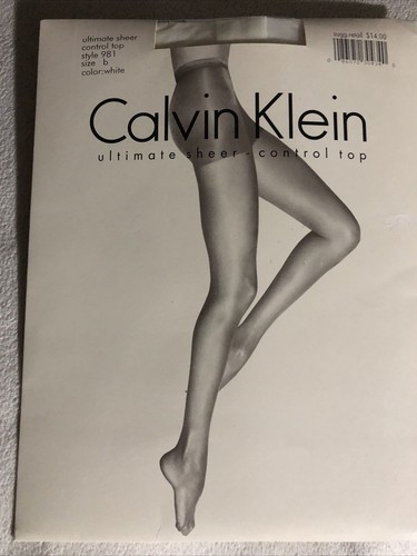 Vintage Calvin Klein Ultimate Sheer Control Top Hosiery White Pantyhose B