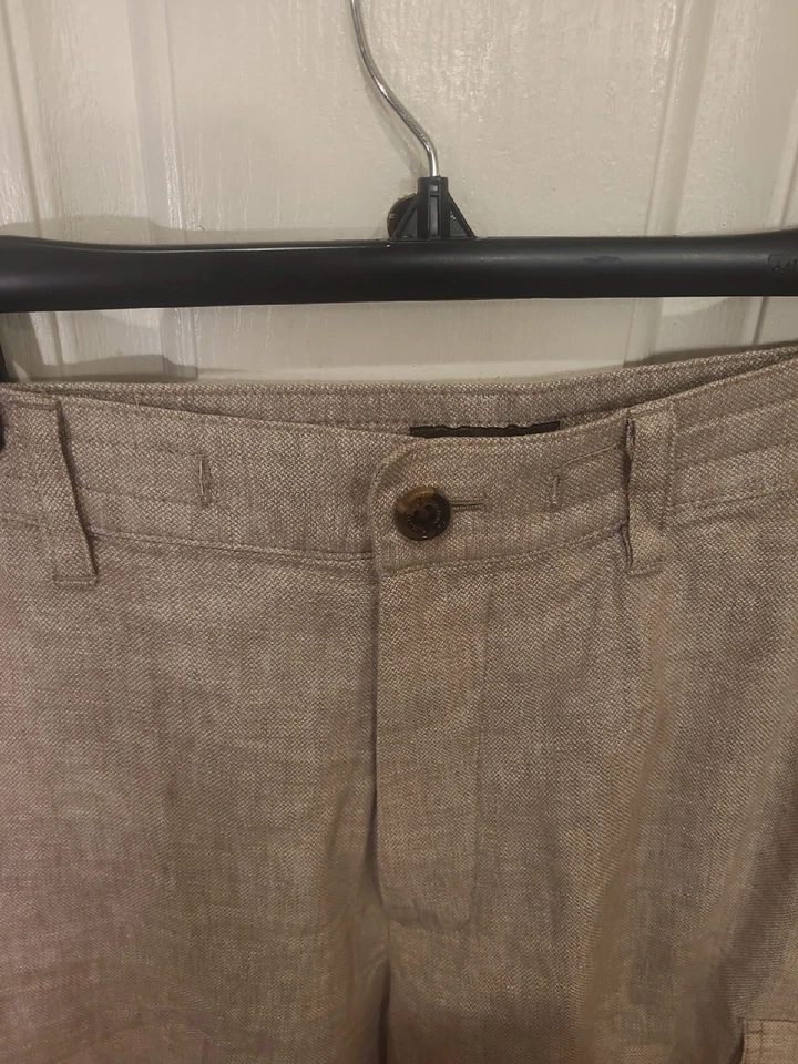 Pantalones Cortos Tasso Elba de Lino para Hombres Grandes 38 Cintura 9 Entrepierna Caqui Carga Ligeros  Foto 2 de 4