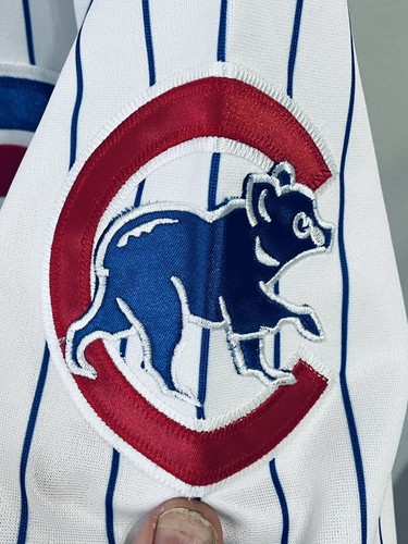 Kris Bryant #17 Chicago Cubs Pinstriped MAJESTIC Jersey 52 Mens XXL Banks Patch - Picture 5 of 7