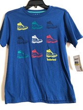 Timberland Graphic Boots T-Shirt Size Youth M 10-12 Blue - NWT
