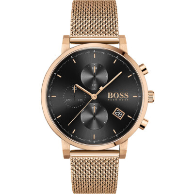 Herrenuhr HUGO BOSS INTEGRITY 1513808 Chrono Edelstahl Mesh Gold