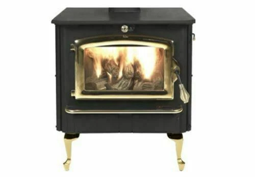 NC Wood Burning Stove w/ Gold Door and Reg. Queen Anne Black Legs | eBay