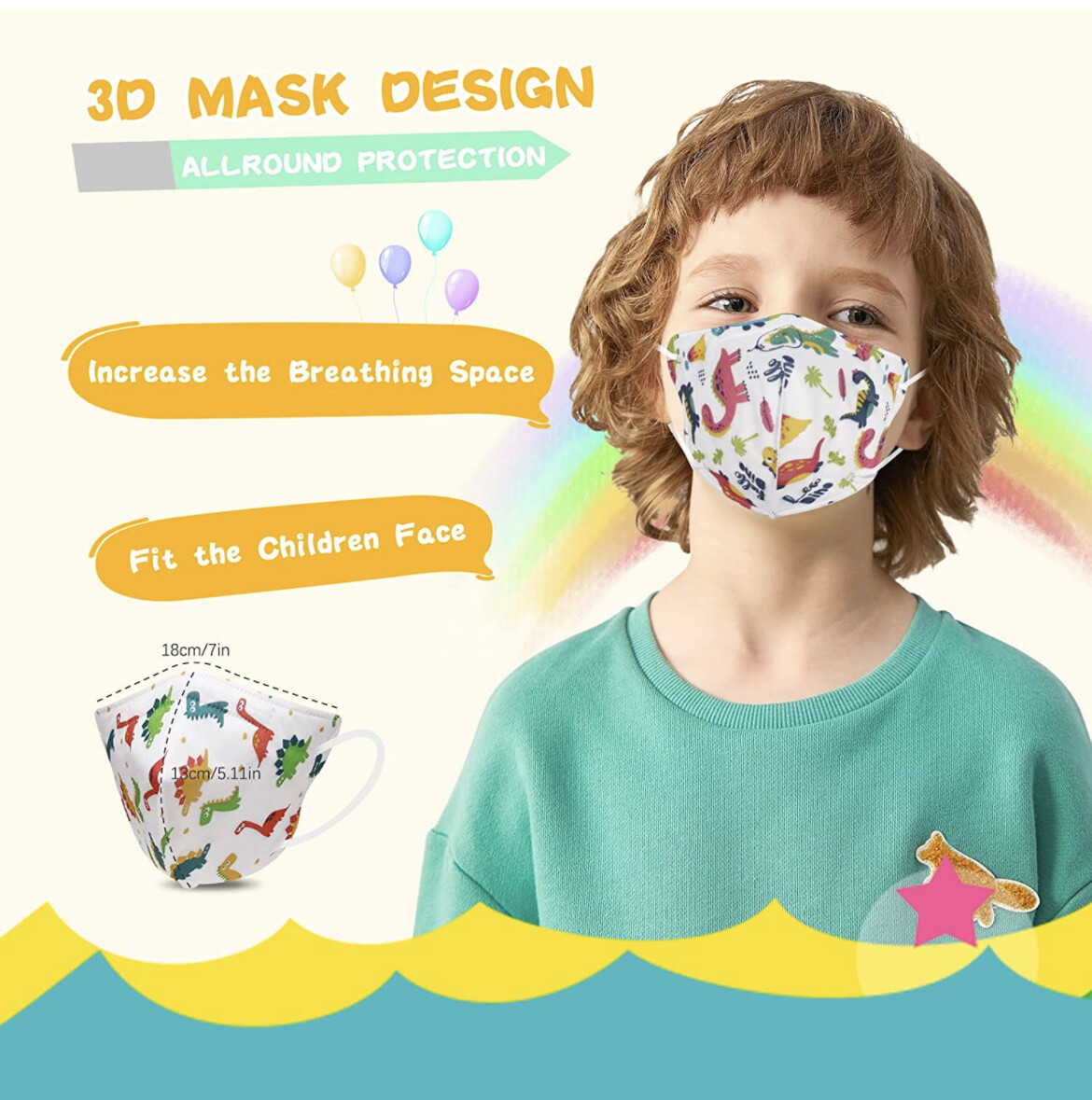 100/20 Pcs White KN95 Protective 5 Layer Kids Face Mask BFE 95