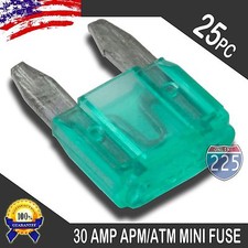 25 Pack 30A Mini Blade Style Fuses APM/ATM 32V Short Circuit Protection Car Fuse