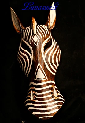 Zebra Maske, Wandschmuck,  Wanddekoration aus Balsaholz 30 cm - Bild 1 von 3