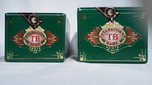 Lote de 2 Tabaco Báez Toros + TB Coronas Cajas de Puros Vacías Top Abatible Oro Verde - Imagen 5 de 9