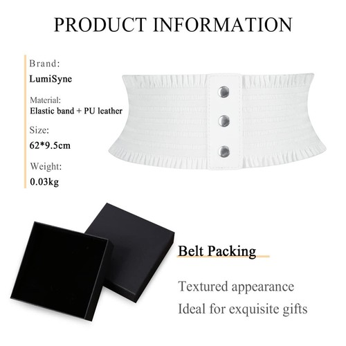 Women Elastic Corset Belt Wide Waist Belt Snap Stretchy Waistband Cinch Belt ... - Picture 7 of 8