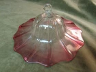 Art Glass Smoke Bell Rubina / Cranberry/Clear Ribbed Design Steuben Hand Made #1