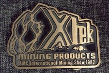 Vintage 1982 XTek Mining Products Solid Brass Belt Buckle DynaBuckle Made In USA