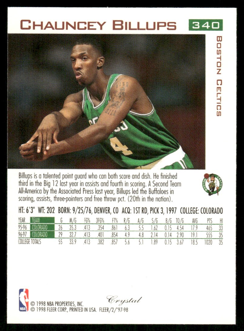 Chauncey Billups Boston Celtics #340 1997-98 Basketball | eBay