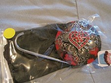 JC Table Counter Bar Top Bag Purse Hook Hanger " ruby heart " COA