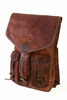 Smart  durable Genuine Leather Back Pack Rucksack Travel Bag For Men's 