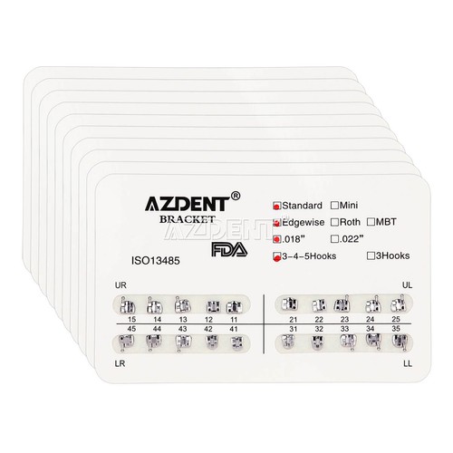 10 Packs AZDENT Dental Ortho Brace Brackets Mini/Standard MBT/Roth 022/018 Hooks - Picture 30 of 31