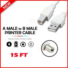 15 ft Silver Plated USB 2.0 A Male to B Male Printer Cable