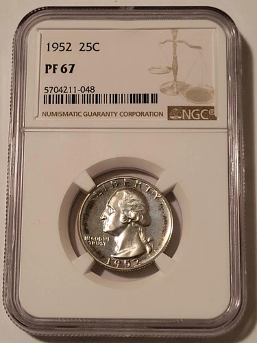 1952 Washington Quarter Proof PF67 NGC Toning