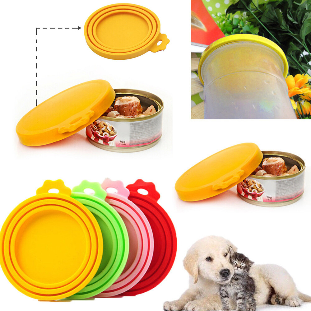 3/6x Pet Food Can Cover Lid Dog Cat Pet Tin Silicone Reusable Storage Cap Top eBay