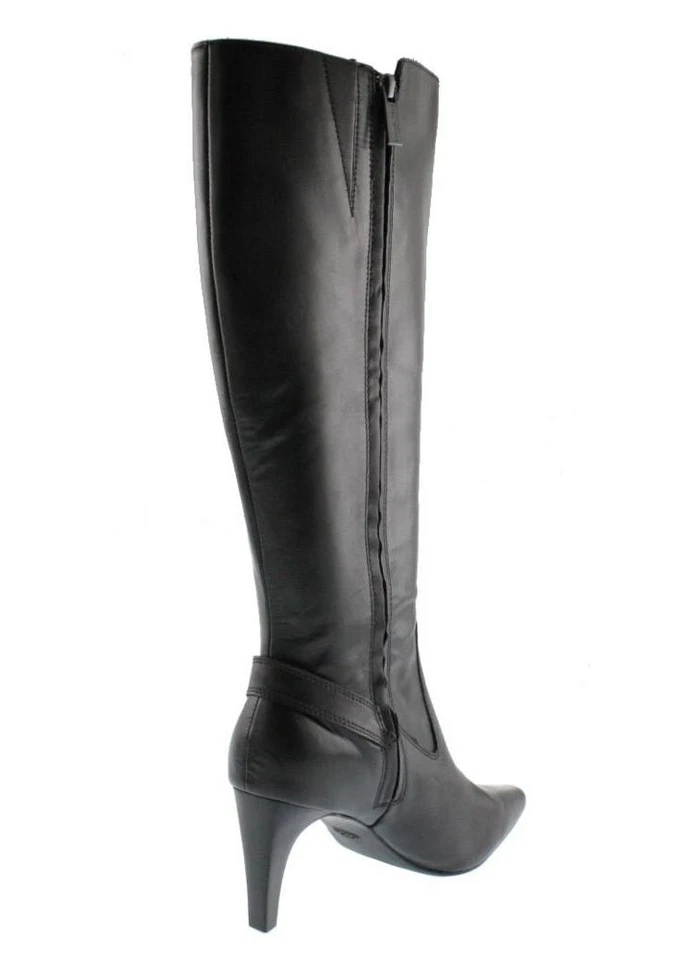 Nuevo CIRCA JOAN & DAVID Mujer Cuero Negro Tacón Alto hasta la Rodilla Cremallera Punta Punta Bota Zapato Foto 2 de 2