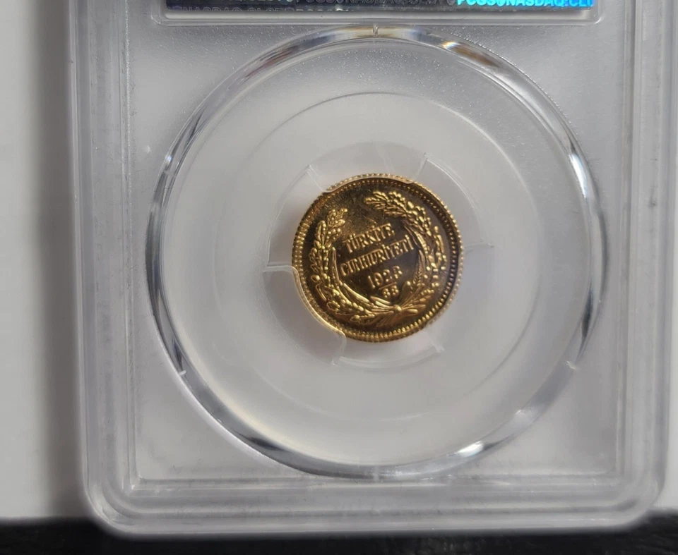 Turquía 1923 (88) ORO 50 Kur graduación profesional MS65 Foto 4 de 4