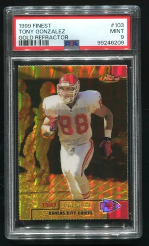 1999 Topps Finest Tony Gonzalez Gold Refractor 93/100 PSA 9 MINT HOF